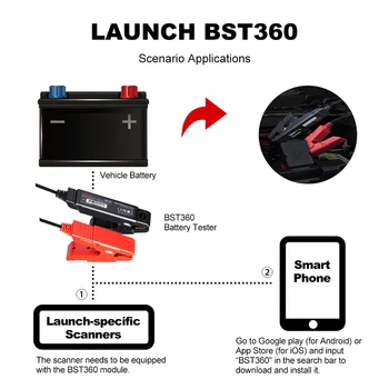 Lansarea x 431 BST360 Bluetooth Baterie Tester Folosit cu X-431 PRO GT, X-431 PRO V4.0, X-431 PRO3 V4.0, X-431 PRO5, X-431 PAD V/PAD Imagine 2