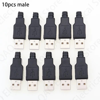 10buc Tip de sex Masculin USB 4 Pini Mufa Conector Cu Negru material Plastic Tip Capac-UN DIY Kituri Imagine 2