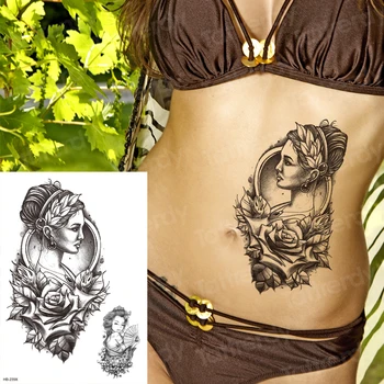 Tatuaj corpul autocolante 6pcs/lot tatoo sleeve barbati negru schițe, desene sau modele tatuaj transfer de apă de mare fata gotic tatuaj trandafir Imagine 2