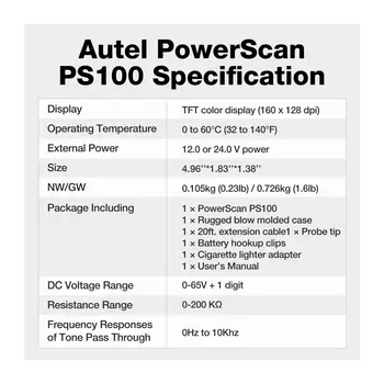 Maxiscan PS100 Circuit Tester PowerScan100 Putere Sonda Instrument de Diagnosticare de Sistem Electric 12V&24V Imagine 2