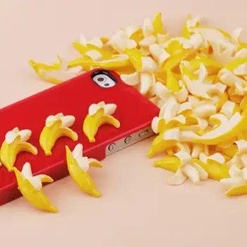 5Pcs Creative Banana Jucării Realist Delicate casă de Păpuși Decor Miniatură Rășină de Mâncare Fructe de Banane Ornament pentru Telefon Mobil Caz Imagine 2
