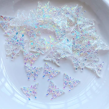 100buc Nail Art Strasuri Aurora AB Fluture de Culoare Rășină Farmece Pentru Nail Art Decor 3D DIY Meșteșug Imagine 2