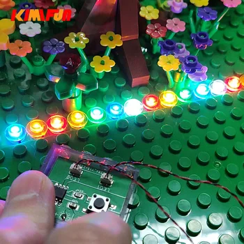 12pcs 1X1 Dot Apă Lampa Circule 8 Moduri de Blocuri DIY Multi-Funcție de Lumină Mașină de Jucărie Strada Casă în Copac Sclipire Caramida Imagine 2