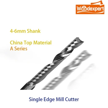 10BUC 4/5/6 mm CNC Router Biți End Mill Nas Plat 1/Single Flaut Upcut Spiral Milling Cutter pentru Sculptură în Lemn Acrilice ABS Imagine 2