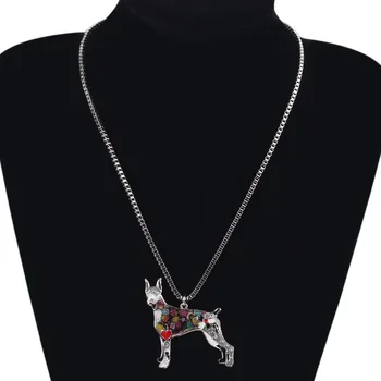WEVENI Declarație Email de Metal Doberman Câine Colier cu Pandantive Lanț Guler Novlety Animale de Bijuterii Pentru Femei, Fete Iubitorii de animale de Companie Cadou Imagine 2