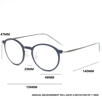 Danemarca Brand Retro Ochelari rotunzi Cadru Bărbați Fără Șurub Ultralight Miopie baza de Prescriptie medicala Optica Titan Eyeglasses6541 Cutie de original Imagine 2