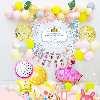 Petrecere de Aniversare fericită Fată Ziua de nastere Partid Perete de Fundal Balon Set pentru Copii de 1 An Balon Decor Imagine 2