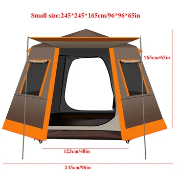 Complet Automate Mici UV Hexagonale din Aluminiu Pol în aer liber Camping Cort Spatiu Mare de 3 4persons Tent Gradina Pergola 245*245*165 CM Imagine 2