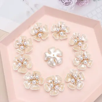 5/10buc Elegant Pearl Floare Stras Butoane Spumante de Cristal Ac de Păr cu Diamant Imitație Haine Decor Cusut Accesorii Imagine 2