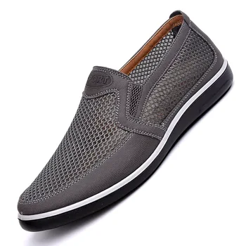 2022 Noi De Vara Plasă Pantofi Bărbați Slip-On Flat Sapatos Gol Afară Confortabil Tatăl Om Pantofi Casual Mocasini De Bază Espadrile Imagine 2