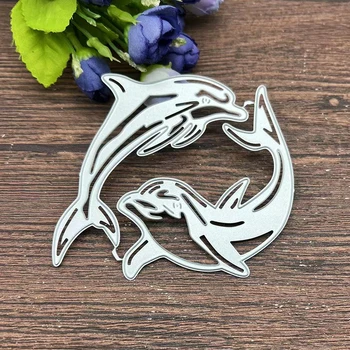 Noi Delfinii Cadru de Metal de Tăiere Moare Șabloane Pentru DIY Scrapbooking Decorative Relief Artizanale Șablon Imagine 2