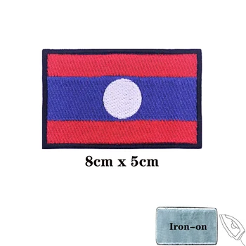 Laos flag Patch-uri Banderola Patch-uri Brodate Cârlig & Bucla de Fier Pe Broderie Scai Insigna Militar Dungă Imagine 2