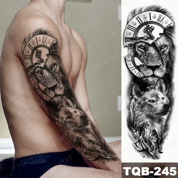 Rezistent La Apa Temporar Brat Autocolant Tatuaj Leu Totem Tribal Războinic Ceas Flash Om Tatuaje Body Art Fals Maneci Tatuaj Feminin Imagine 2