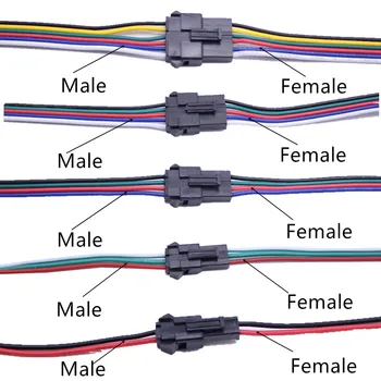 2pin 3pin 4pin 5pin 6pini led conector de sârmă de sex Masculin/de sex feminin JST SM Plug Electronice Conector cablu de Sârmă pentru led Driver CCTV Imagine 2