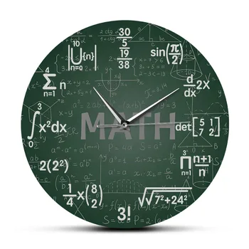 Tabla Verde Matematica Ceas De Perete Pentru Clasa Mathmatic Opera De Arta Aritmetică Știință Decor De Perete Ceas De Apreciere A Profesorului Cadou Imagine 2