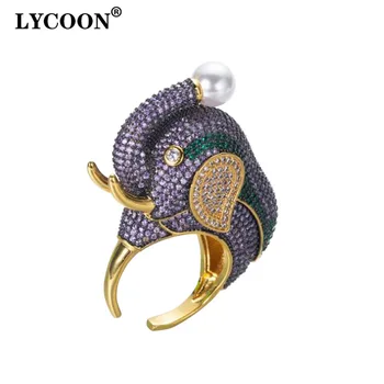 De lux de Zircon Cubic femeie inel Mare Elefant Farmece cristal inele pentru cadou inel de partid de moda Boem Plaja Bijuterii Imagine 2