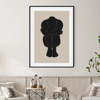 Maro Negru Scrisoare Geometrică Neregulată Panza Pictura Arta De Perete Nordic Abstractă, Imprimare Poster, Imagine Living Decorul Camerei Imagine 2