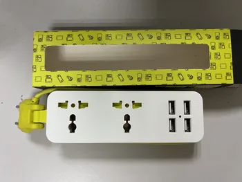5PCS UE Plug prelungitor Cu 4 USB Portabil Extensie Soclu Plug 1,5 m Cablu de Alimentare AC Adaptor de Călătorie USB Încărcător de Telefon Inteligent Imagine 2