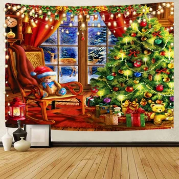 Fundal de crăciun moș crăciun fundal de decor tapiserie petrecere de crăciun fundal tapiserie de crăciun acasă Imagine 2