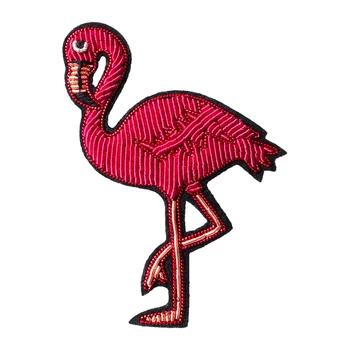 Flamingo Insigna Mătase Indian Cannetille Broderie Lingouri De Sârmă Broșă Pin Sac De Îmbrăcăminte Pălărie Aplicatiile Boho Gypsy Punk Chic Accesoriu Imagine 2
