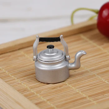 1: 12 Casa Papusa Mini Simulare Aliaj Ceainic Ceainic De Mobilier In Miniatura Jucărie De Bucătărie Consumabile Pentru Casă De Păpuși Decor Accesorii Imagine 2