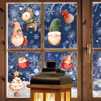Anul Nou Fereastra De Autocolante De Crăciun De Decorare De Crăciun, Om De Zăpadă Pasăre Pe O Ramură De Copac Perete Autocolante Perete, Geam Imagine 2