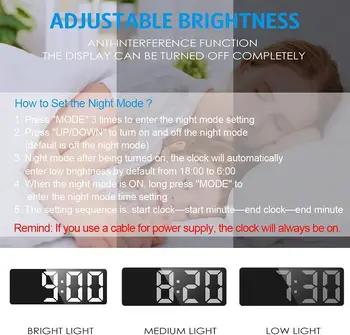 Ceas cu Alarmă Digital Ceas cu LED-uri pentru Dormitor Electronice Desktop Ceas cu Temperatura Reglabil Luminozitatea de Control Vocal 12/24H Imagine 2