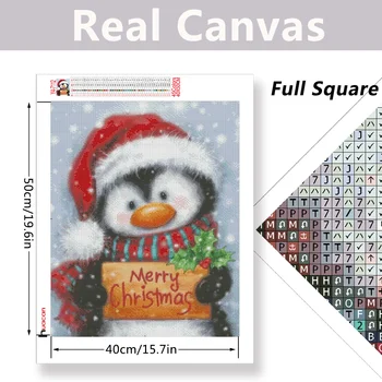 Huacan Diamant Mozaic 5D Moș Crăciun Pictura Pinguin Cruce Broderie Kit Cadou de Crăciun de Decorare Dormitor Imagine 2