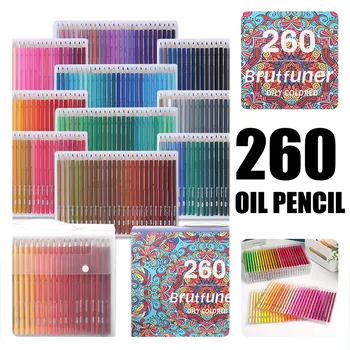 Brutfuner 260 Culori Gras Creion din Lemn,Profesional Desen Creion pentru Copii,pentru Adulți,Pictor,Cadou de Crăciun de Artă Imagine 2