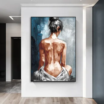 Modern Abstract-Femeie Nud Panza Pictura in Ulei cu Rama de Perete de Arta Poster și Printuri Portret Imagine Figura Living Decorul Camerei Imagine 2