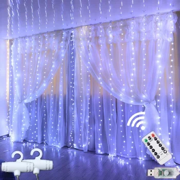 LED Lumini Șir Ghirlandă Perdea de Anul Nou 2023 Telecomanda USB Decoratiuni de Craciun pentru Casa Lumini de Basm Noel Navidad 2022 Imagine 2