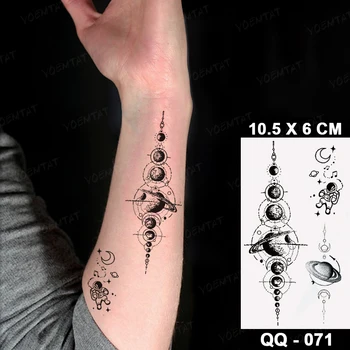 Valori Impermeabil Tatuaj Temporar Autocolant Pământ Înstelat Sun Moon Galaxy Linie Flash Tatuaj Femeie Bărbat Copii Copil Tatuaj Fals Imagine 2