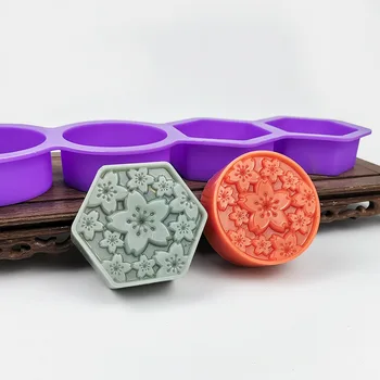 4 Cavitate de Flori în Formă de Silicon Sapun Matrite Manual DIY Tort Fondant de Ciocolata Meserii Mucegai de Luare de Terapie de Masaj Săpun Bar Instrument Imagine 2