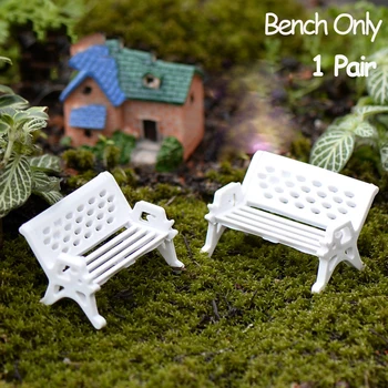 1 Pereche Rasina De Artizanat Suculente Bonsai Fairy Garden Decor Micro Peisaje Parc Scaun Figurine In Miniatura Bancă Scaune Imagine 2