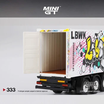 MINI GT 1:64 Model de Camion pentru transport Actros LBWK Kuma Graffiti -#333 LHD Imagine 2
