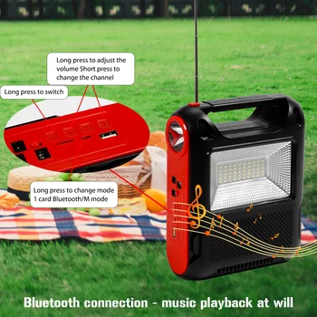 Portabil Lumina Solara Panou Solar Becuri cu LED-uri Reincarcabila Camping Light Power Bank Bluetooth Radio FM Difuzor Cort Lampă de Urgență Imagine 2