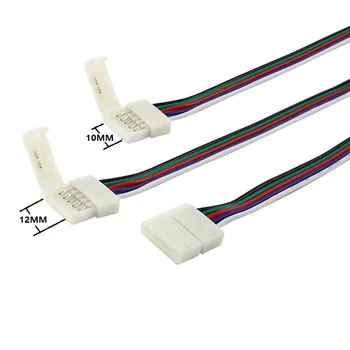 Solderless RGBW LED Conector 5 Pini 10MM 12MM 15 cm lungime Cablu de Extensie cu Rapid a CONDUS Banda Conector Gratuit de Sudare Imagine 2