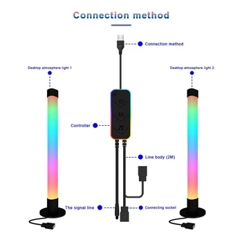 RGB Light Bar de Jocuri de Lumină Ambientală Bluetooth TV LED Backlight Cu Efect de Sincronizare Muzică Pentru PC TV Cameră Decor 2 buc Imagine 2