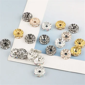Diy bijuterii cu accesorii lucrate manual, inel cu diamant, șirag de mărgele de distanțare, pline de culoare bratara, inel cu diamant, roata de distanțare, 6/8/10/4mm Imagine 2