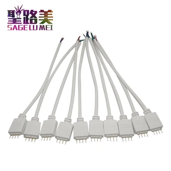 Transport gratuit 10buc/lot de sex Masculin Cablu Conector 4 pin Wire 10cm lungime de 5050 3528 RGB Benzi cu Led-uri de iluminat cu led-uri Albe conector Imagine 2