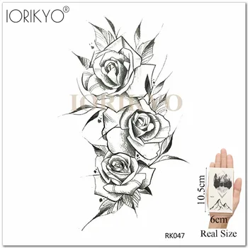 IORIKYO Moda pentru Femei Sexy Tatuaj Fals Fox Temporară Tatuaj Floare Trandafir Bărbați Geometrice Lup Acuarelă Tatuaj Autocolante 3D Imagine 2
