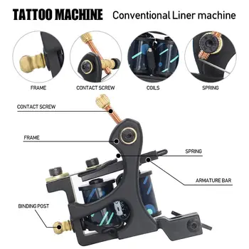 Completați Tatuaj Kit de Linie Shader Masina Set de Alimentare Cerneluri Pigment cu Tatuaj Ace de Accesorii pentru Tatuaj Incepator Imagine 2