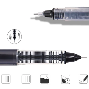 5Pcs Drept Lichid Pen 0.5 mm, uscare Rapidă Pix Stilou de Unică folosință cu capacitate Mare de Stilou Plin Ac Tub Mare Capacitatea de A Scrie Perie Imagine 2