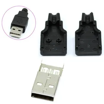 IMC hot Nou 10buc Tip de sex Masculin USB 4 Pini Mufa Conector Negru Cu Capac de Plastic Imagine 2