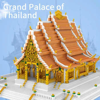 9846pcs Mini-Oraș Renumit Sfânt să Binecuvânteze Palatul Regal Blocuri Arhitecturale Prieteni Thailanda Case Cărămizi Jucarii pentru Copii Imagine 2