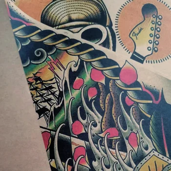 FRIZERIE PENTRU VIAȚA SAVILLS desene sau Modele Tatuaj de Arta de Perete Postere si Printuri Vintage Hârtie Kraft Pictura Autocolante de Perete Barber Shop Decor Imagine 2