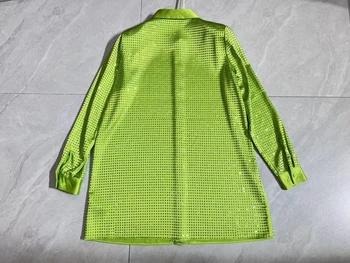 Femei Nou De Foraj La Cald, Verde Tricouri High Street Strălucitoare Bluza Lunga De Sus Imagine 2