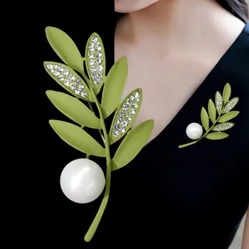 2022 Versiunea coreeană De Moda Simplu Ghirlanda Verde Perla Brosa Femei Personalizate Corsaj Cadou Sacou costum Accesorii Pin Imagine 2