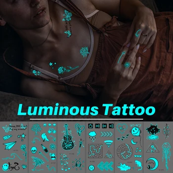 Luminos Tatuaje Temporare Curcubeu Drăguț Tatuaj Mic Autocolant pentru Încheietura mâinii Degetul Fals Tatuaj pentru Femei Tatuaj Temporar rezistent la apa Imagine 2
