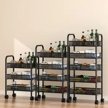AOLIVIYA Cărucior Bucătărie Raft Podea-la-plafon Multi-strat Dormitor Gustare Raft de Depozitare de Legume Carte de Fructe Organizator Imagine 2